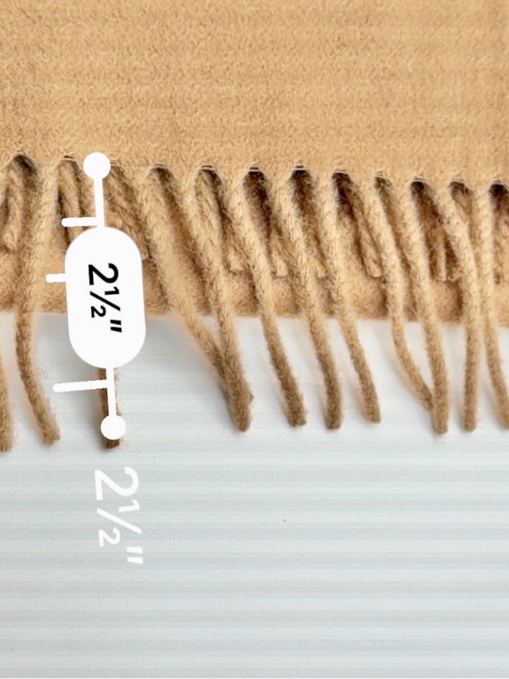 Loro Piana Beige Cashmere Knit Solid Rectangle Scarf w/ Fringe Logo Italy - Picture 6 of 6